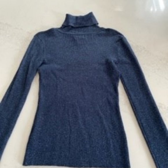Pure Alfred Sung 2 Piece Turtleneck and Cardigan Small Set in Glitter dark blue - Picture 2 of 10